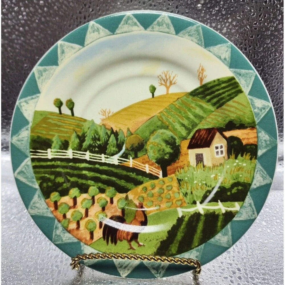 Farberware by Retroneu Country Life Cups/ Saucers Stoneware Hannah Green (8pc)
